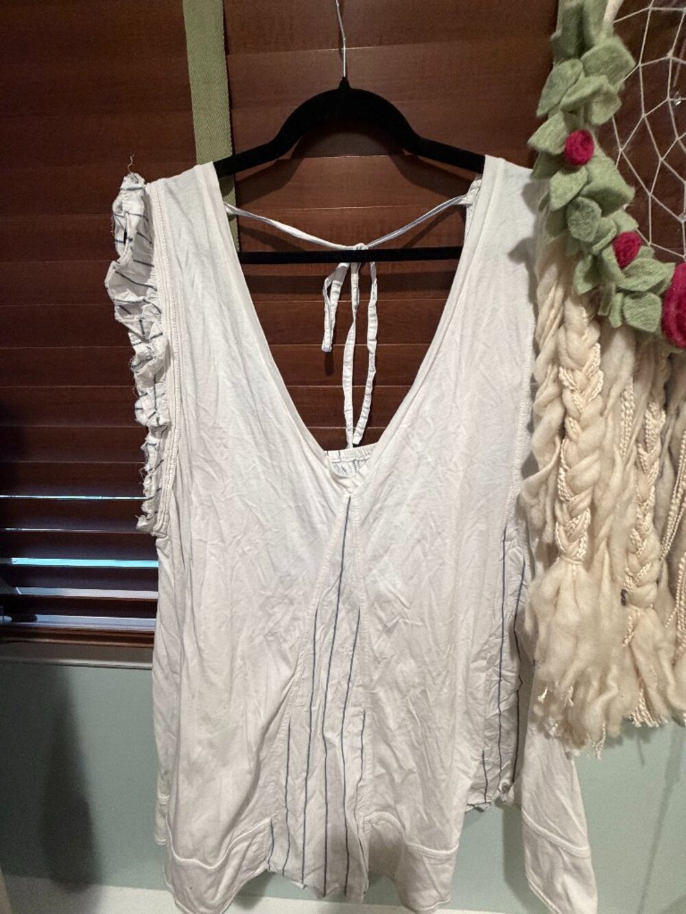 Anthropologie Pilcro Striped Ruffle Tie Back Blouse